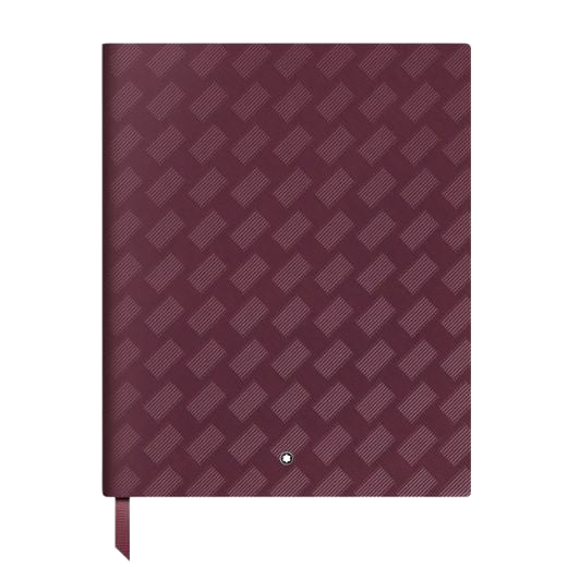 Montblanc's Extreme 3.0 Cassis Fine Stationery Lined #149 Notebook has silver edged pages for a bit of luxe and includes a grosgrain ribbon bookmark to match.