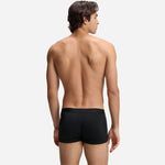 Back view of the 3-Pack Cotton Stretch BOSS One Black Boxer Trunks with Logo Waistbands.