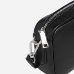 Side view of the Anett Black Faux Leather Cross Body Bag with Double B Monogram.