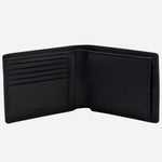 Inside the BOSS Asolo Grained Black Leather Bifold Wallet with Embossed Logo.