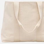 Back view of the BOSS Becky Beige Tote with Hugo Heart Logo.