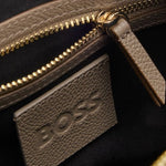 Inside the Beyond Halfmoon Beige Leather Cross Body Bag.