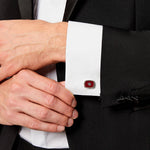 The BOSS Brass Cufflinks with Red Enamel Insert and Double 'B' Monogram by BOSS.