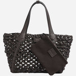 The attached zipped pouch on the BOSS Lenah Dark Brown Tote Bag with Zipped Pouch.