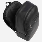 The laptop compartment on the BOSS Lewys Black Backpack with Metal Logo and Signature Three Stripes.