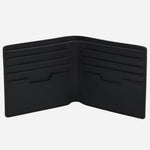 Inside the BOSS Lewys Black Faux Leather 8CC Bifold Wallet with Metal Logo.