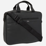 Side view of the BOSS Lewys Black Faux Leather Zip Document Case with Metal Logo.