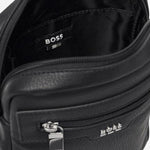 Inside the BOSS Lewys Black  NS Zip Cross Body Bag with Metal Logo and Signature Three Stripes.