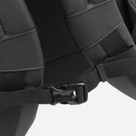 Adjustable chest strap on the Oryo Black Recycled Polyester Backpack.