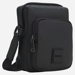 Side view of the Oryo NS Black Reporter Bag with Logo Patch.