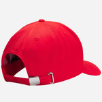 Back view of the BOSS Poulin-BC D'LUX-Flag Red Polyester Twill Cap with Canada Flag Badge.