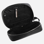 Inside the Ray Black Faux Leather Travel Wash Bag.