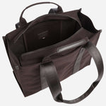 Inside the BOSS Sandy Dark Brown Zip Tote Bag with Logo Detailing.