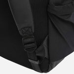 Side view of the Stormy Black Polyester Backpack with BOSS Logo.