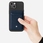 The Saffiano Ink Blue Leather 2CC Card Wallet for MagSafe Compatible iPhone by Montblanc.