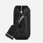 Side view of the Black Grained Leather Cross Body Bag.