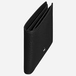 Side view of the Black Leather 6CC Bifold Wallet. 