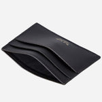 Top view of the Paul Smith Black Leather Credit Card Holder with 'Signature Stripe' Coated Canvas.
