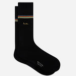 The black pair from the Paul Smith 3-Pack Signature Stripe Mid-Calf Socks with Gold Logo.
