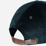 Back view of the Paul Smith Black Corduroy Cap with Signature Stripe Adjustable Strap.