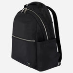 Side view of the Paul Smith Black Recycled Polyester Backpack with Signature Stripe Zebra Logo.