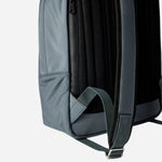 Side view of the Paul Smith Grey-Teal Recycled Polyester Backpack with Rubberised Signature Logo Patch.