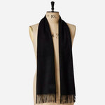 The Men's Black Cashmere Scarf with Signature Logo Patch by Paul Smith.