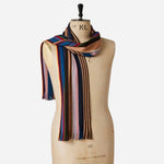 The Men's Brown Twisted Signature Stripe Merino Wool Scarf by Paul Smith.