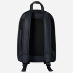 Back view of the Navy Blue Recycled Polyester Backpack with Artist Stripe Trim.