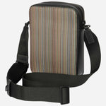 The cross body strap on the Paul Smith Signature Stripe Coated Canvas Flight Bag.