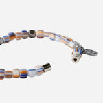 The clasp of the Paul Smith White, Blue and Orange Striped Glass Bead Bracelet.