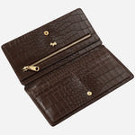 Inside the Coin Street Faux Croc Dark Oak Large Bifold Purse.