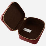 Inside the Commute Street Carmine Small Zip Around Jewellery Box.