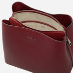Inside the Dukes Place Carmine Red Leather Medium Compartment Cross Body Bag.