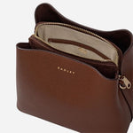 Inside the Dukes Place Textured Chocolate Brown Small Compartment Cross Body Bag.