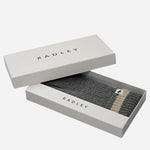 Gift box for the Knitters Lane Dark Grey Gloves with Contrasting Stripe.