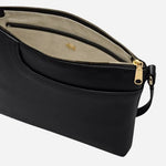 Inside the Pockets Black Small Zip Top Cross Body Bag.