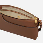 Inside the Pockets Saddle Brown Mini Zip Top Shoulder Bag.