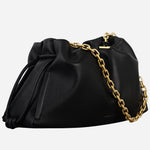 Side view of the Radley The Roxburgh Black Leather Small Chain Clutch Bag.