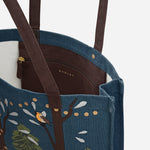 Inside the Winter Tales Teal Medium Open Top Canvas Tote Bag.