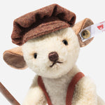 Close up of the Steiff 12 cm Limited Edition Beige Huckleberry Finn Mouse.