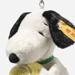 Close up of the Steiff 15 cm Tennis Snoopy Pendant with Plush Tennis Ball.