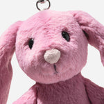 Close up of the Steiff 16 cm Dark Pink Hoppie Rabbit Pendant.
