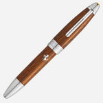 The Montblanc Special Edition Great Masters Meisterstück Ferrari Tailor Made Classica Rollerball Pen with cap on and Ferrari logo.