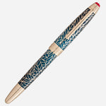 The Meisterstück Solitaire LeGrand Teal Romeo & Juliet Rollerball Pen with cap on.