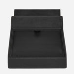 Inside the Montblanc Black Grained Leather Travel Box for 4 Writing Instruments.