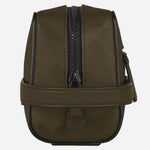 Side view of the Montblanc Extreme 3.0 Khaki Leather Clutch Wash Bag.