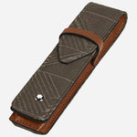 Side view of the Khaki 4810 Jacquard and Fauve Saffiano Leather Envelope 1-Pen Pouch.