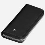 Side view of the Meisterstück Black Leather Two Pen Pouch with Zip.