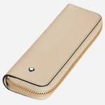 Side view of the Meisterstück Cloudy Beige Leather 1-Pen Pouch with Zip by Montblanc.